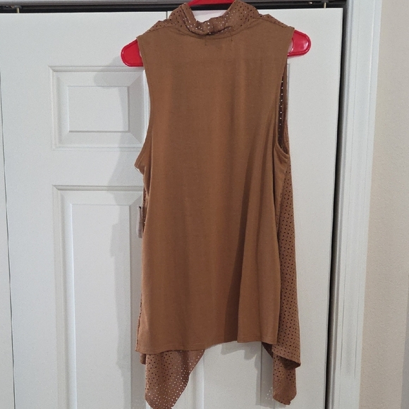 Absolutely Famous Tan Perforated Vest - Picture 6 of 6
